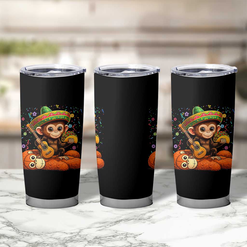 Cute Punch Baby Monkey Cinco De Mayo Tumbler Cup Funny Animal Gift