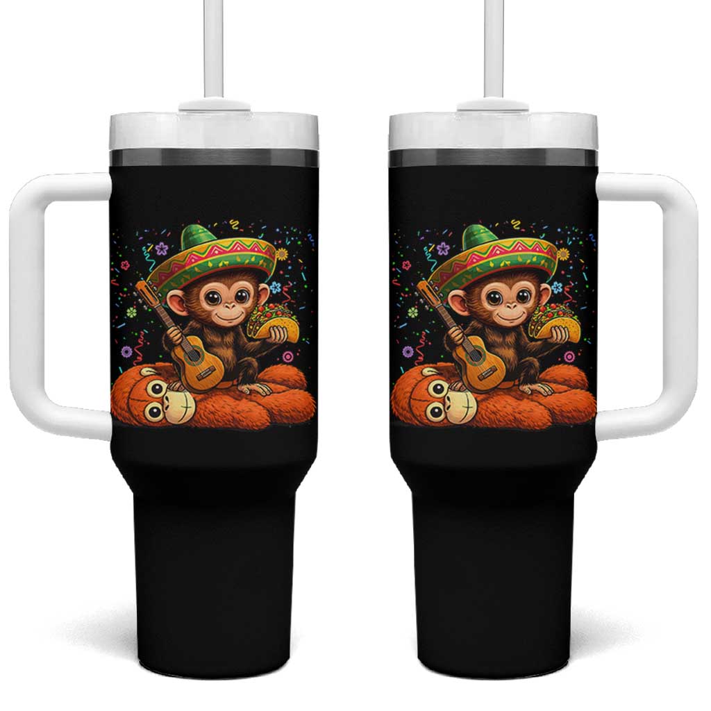 Cute Punch Baby Monkey Cinco De Mayo Tumbler With Handle Funny Animal Gift