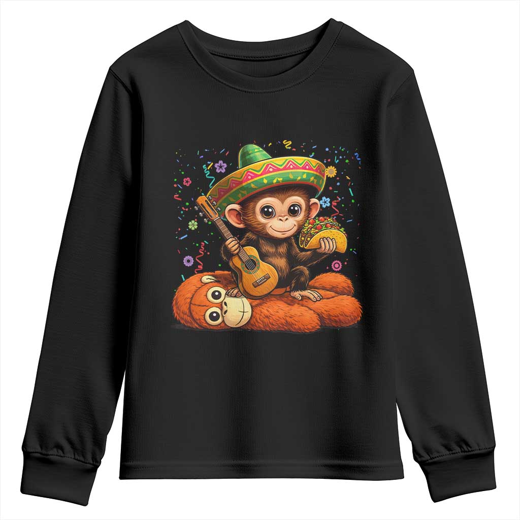 Cute Punch Baby Monkey Cinco De Mayo Youth Sweatshirt Funny Animal Gift