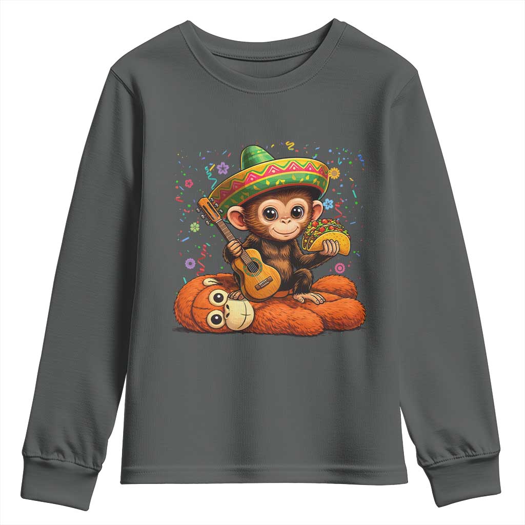 Cute Punch Baby Monkey Cinco De Mayo Youth Sweatshirt Funny Animal Gift