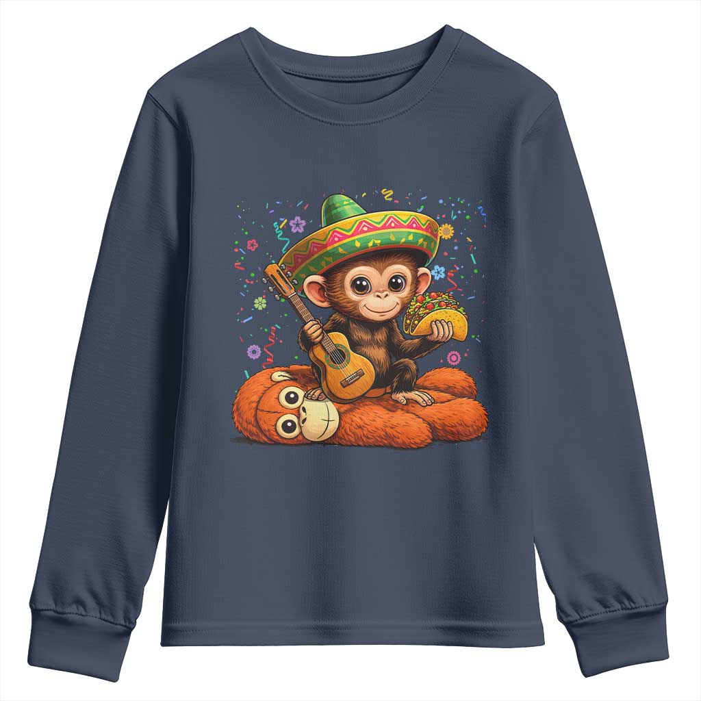 Cute Punch Baby Monkey Cinco De Mayo Youth Sweatshirt Funny Animal Gift