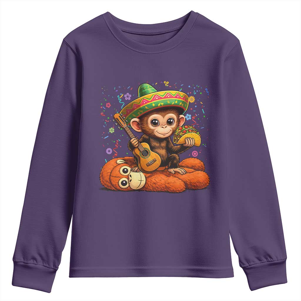 Cute Punch Baby Monkey Cinco De Mayo Youth Sweatshirt Funny Animal Gift