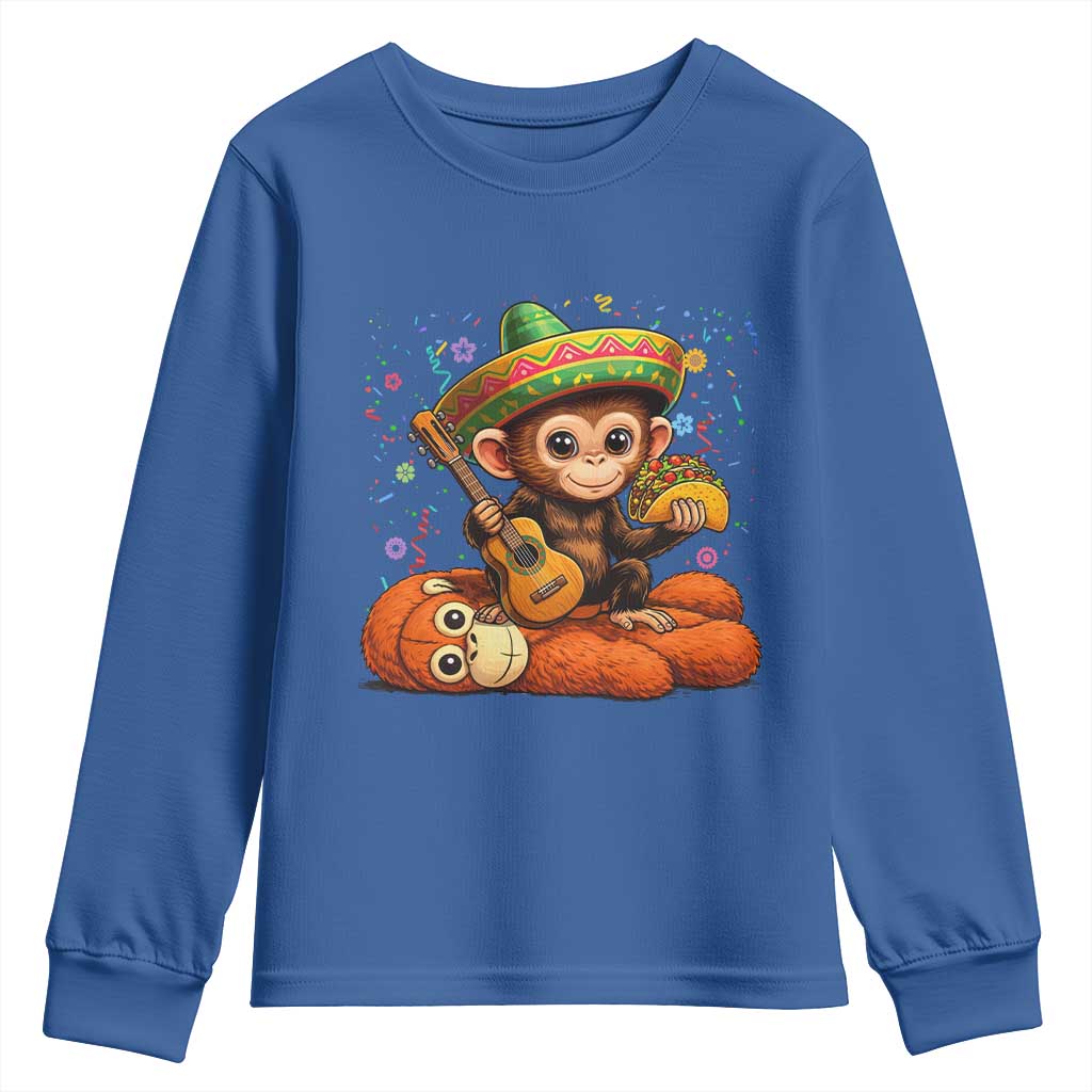 Cute Punch Baby Monkey Cinco De Mayo Youth Sweatshirt Funny Animal Gift