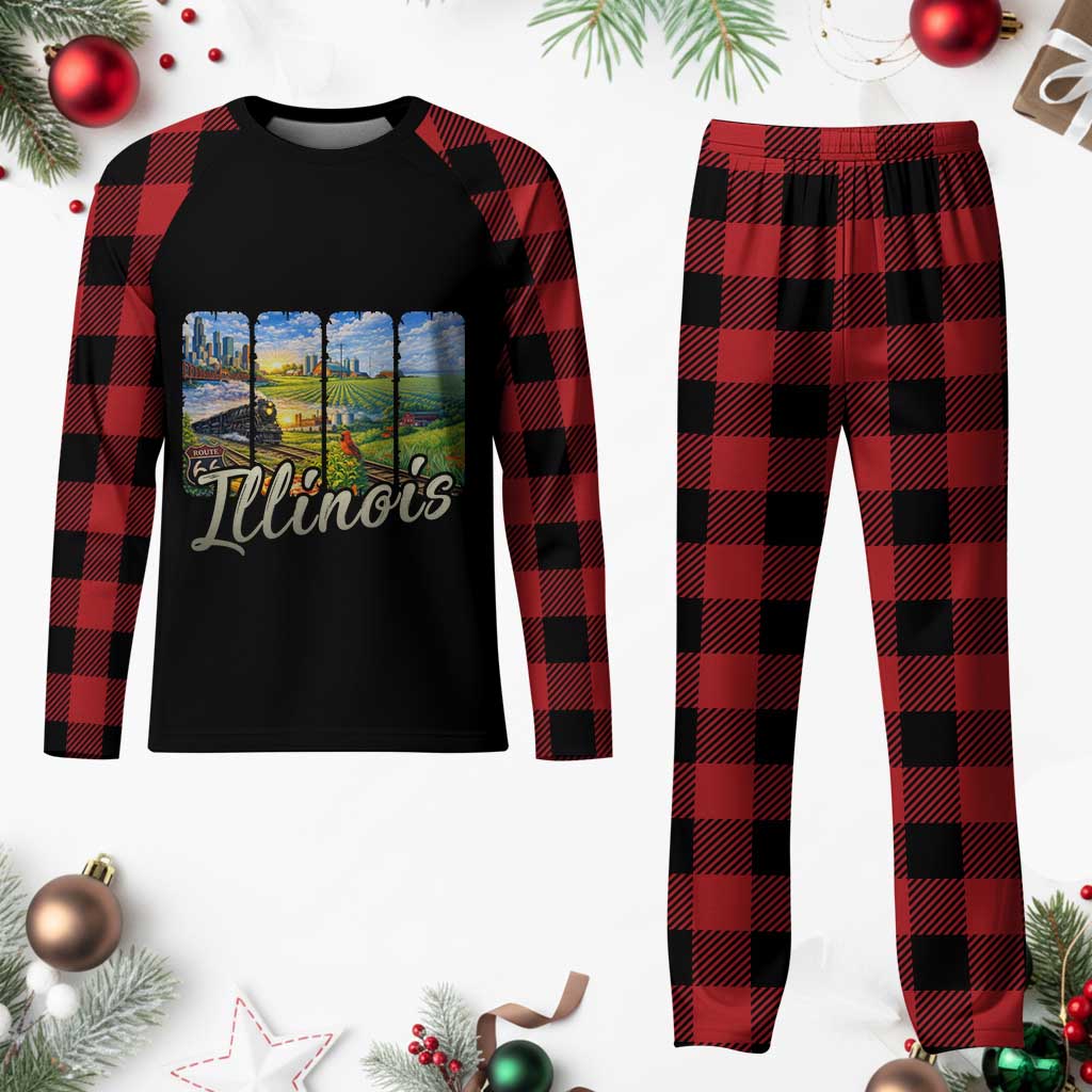 Vintage Illinois State Route Highway 66 Plaid Pajama Set Southwest Souvenir
