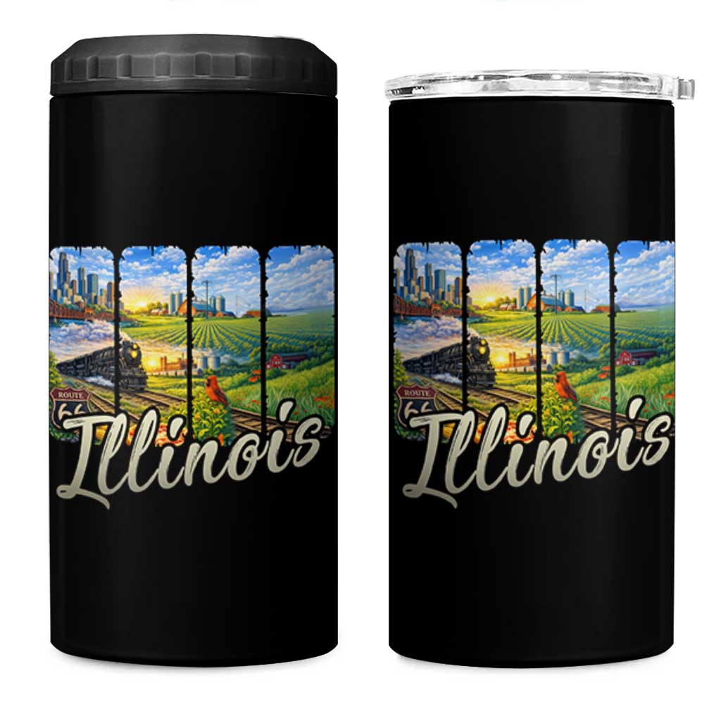 Vintage Illinois State Route Highway 66 4 in 1 Can Cooler Tumbler Southwest Souvenir