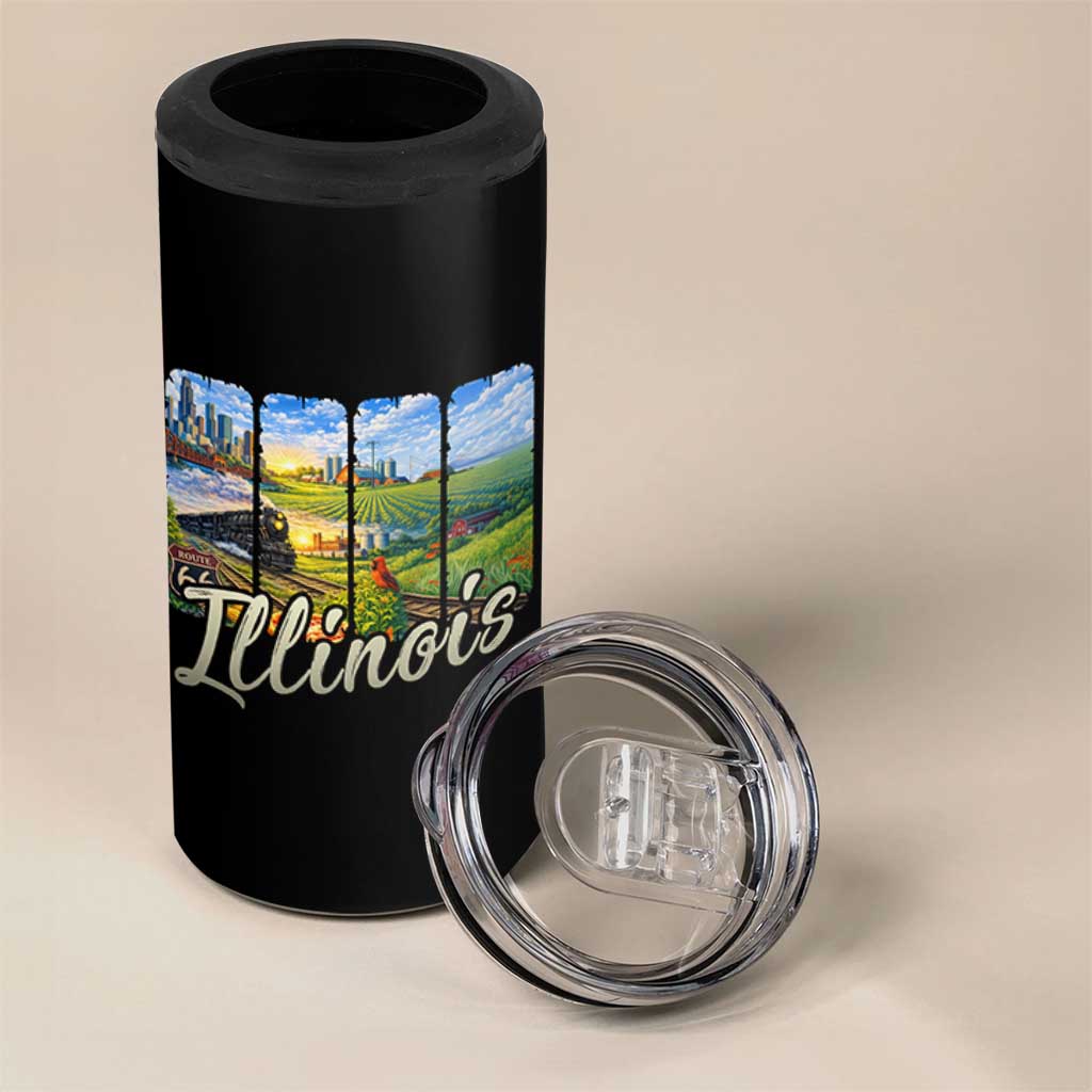 Vintage Illinois State Route Highway 66 4 in 1 Can Cooler Tumbler Southwest Souvenir