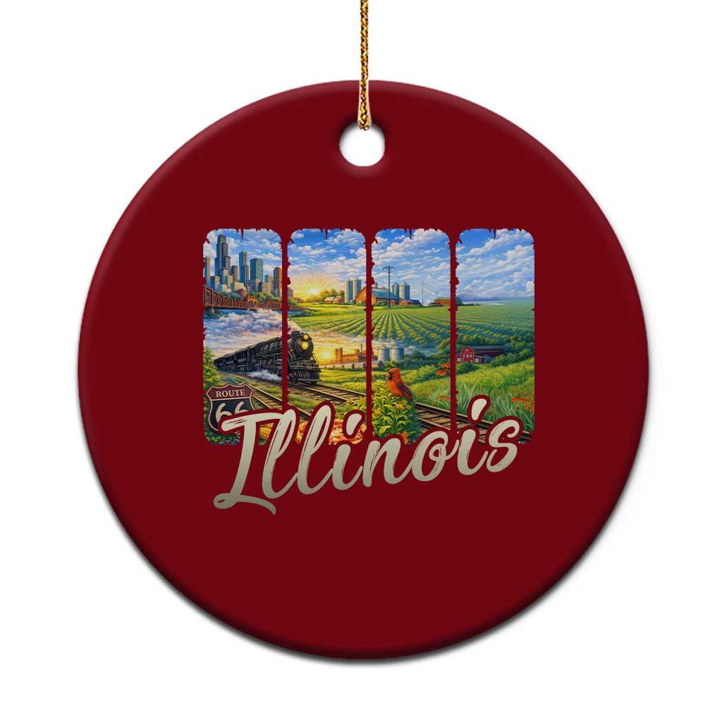 Vintage Illinois State Route Highway 66 Ceramic Ornament Southwest Souvenir