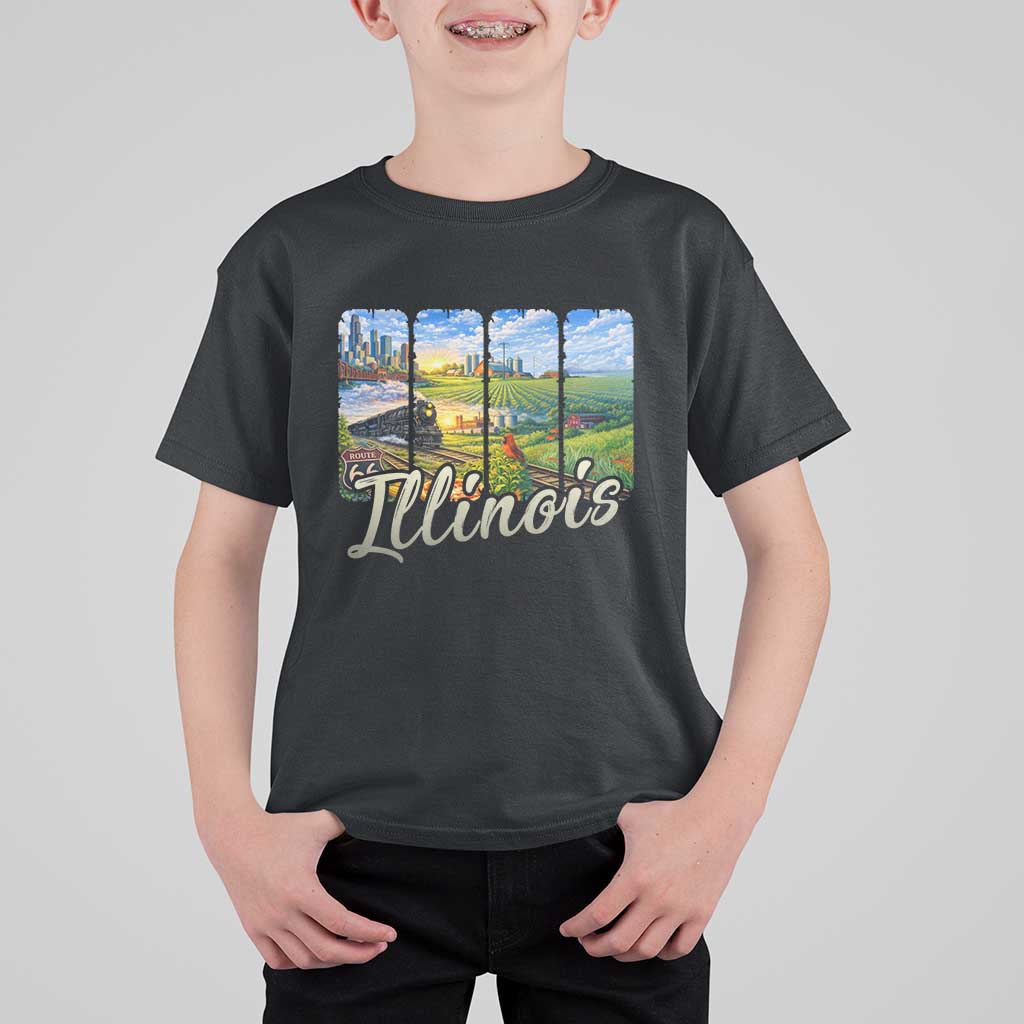 Vintage Illinois State Route Highway 66 T Shirt For Kid Southwest Souvenir