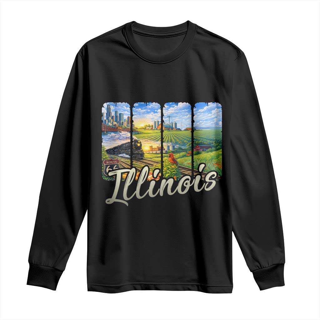 Vintage Illinois State Route Highway 66 Long Sleeve Shirt Southwest Souvenir