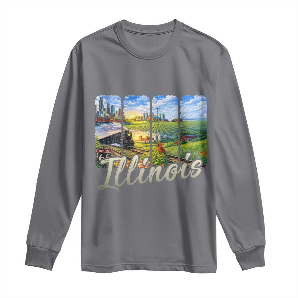 Vintage Illinois State Route Highway 66 Long Sleeve Shirt Southwest Souvenir