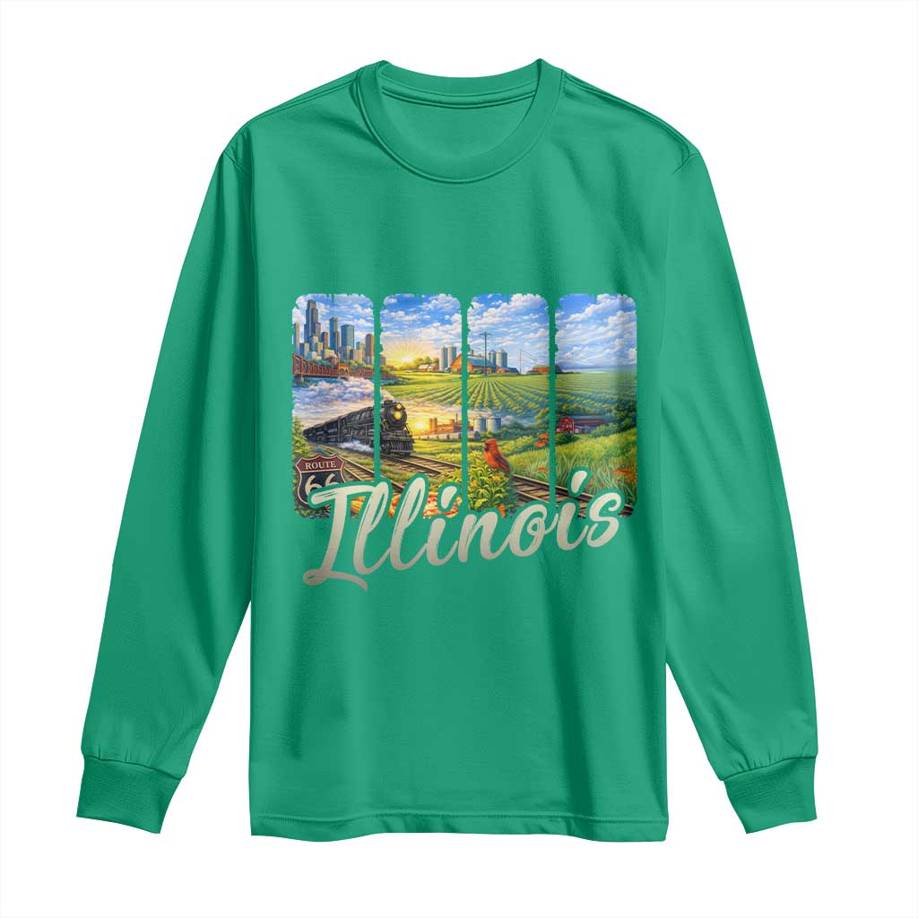 Vintage Illinois State Route Highway 66 Long Sleeve Shirt Southwest Souvenir