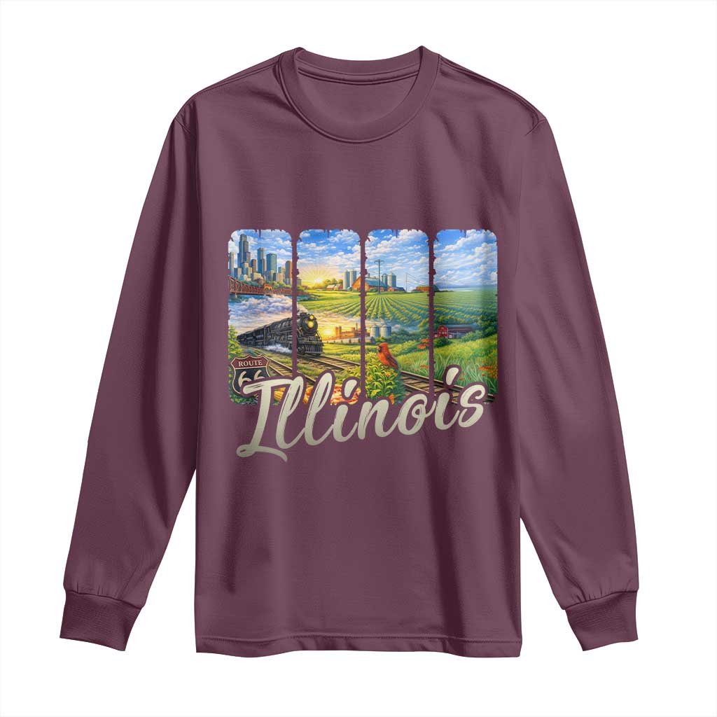 Vintage Illinois State Route Highway 66 Long Sleeve Shirt Southwest Souvenir