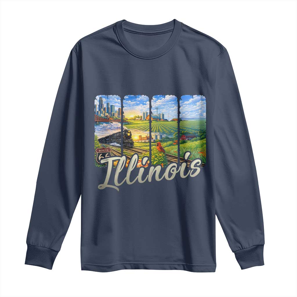 Vintage Illinois State Route Highway 66 Long Sleeve Shirt Southwest Souvenir
