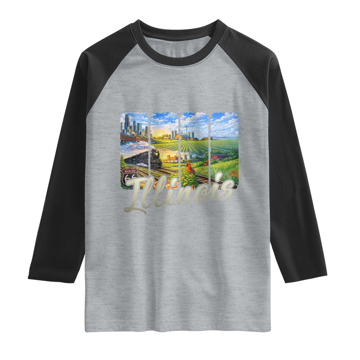 Vintage Illinois State Route Highway 66 Raglan Shirt Southwest Souvenir