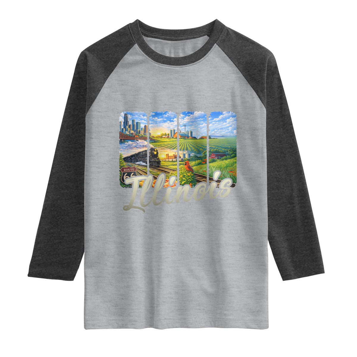 Vintage Illinois State Route Highway 66 Raglan Shirt Southwest Souvenir