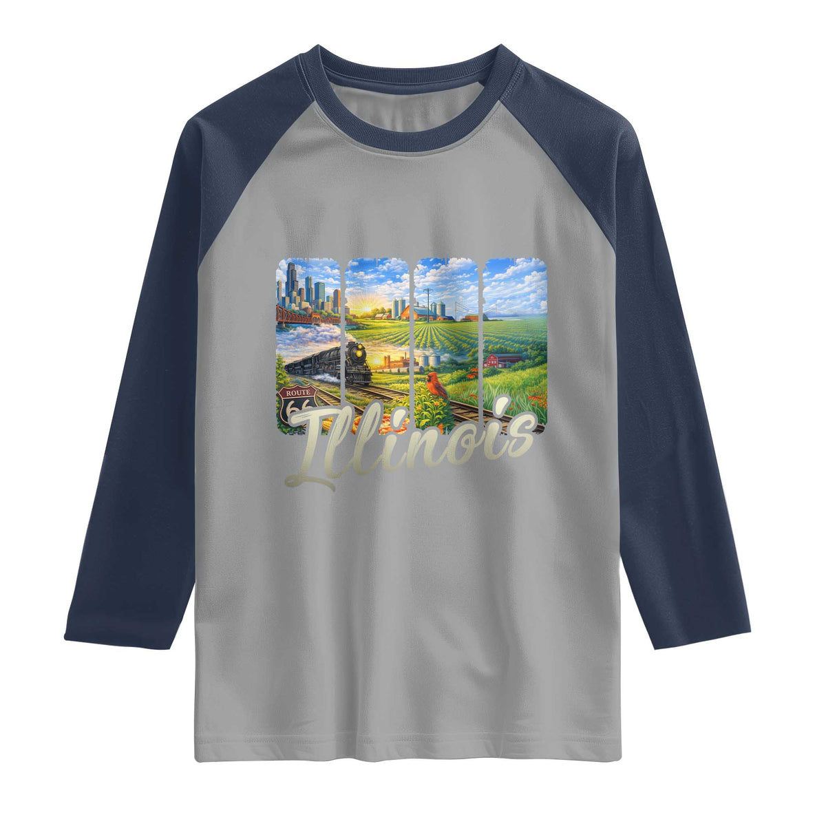 Vintage Illinois State Route Highway 66 Raglan Shirt Southwest Souvenir