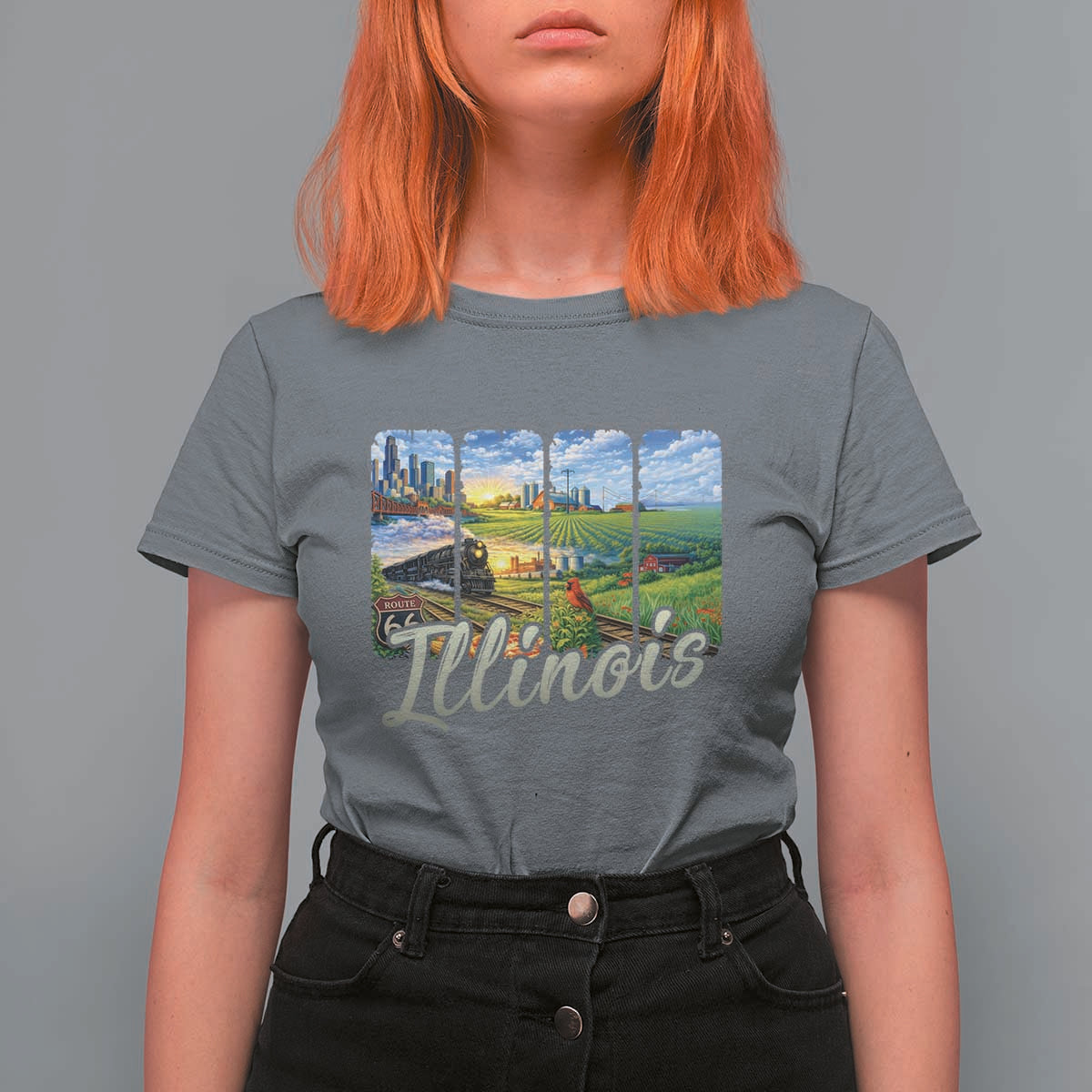 Vintage Illinois State Route Highway 66 T Shirt For Women Southwest Souvenir