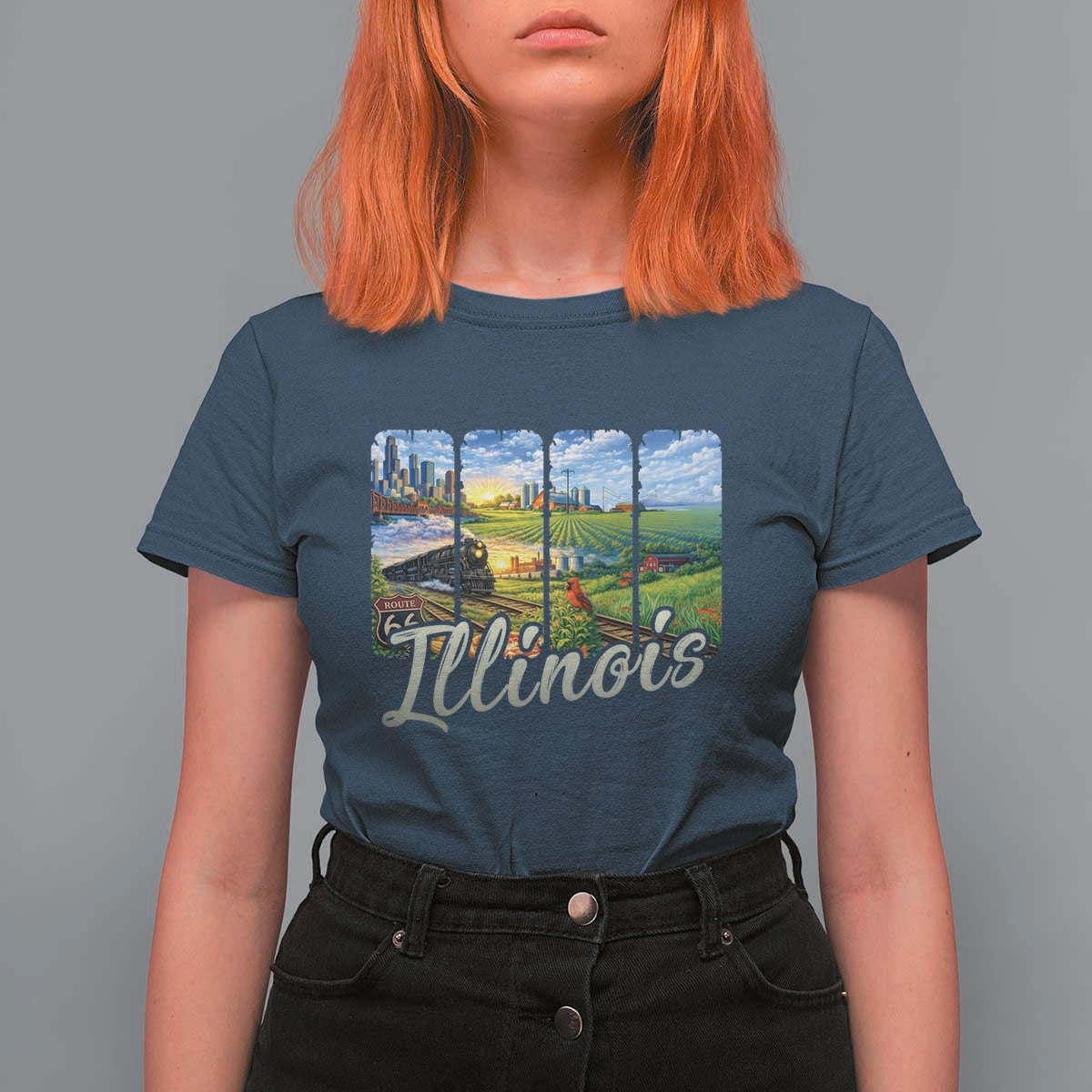 Vintage Illinois State Route Highway 66 T Shirt For Women Southwest Souvenir