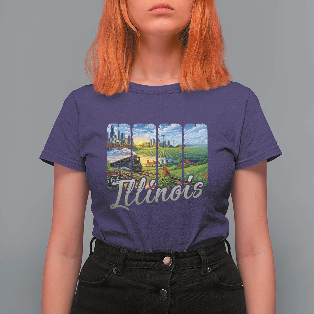 Vintage Illinois State Route Highway 66 T Shirt For Women Southwest Souvenir
