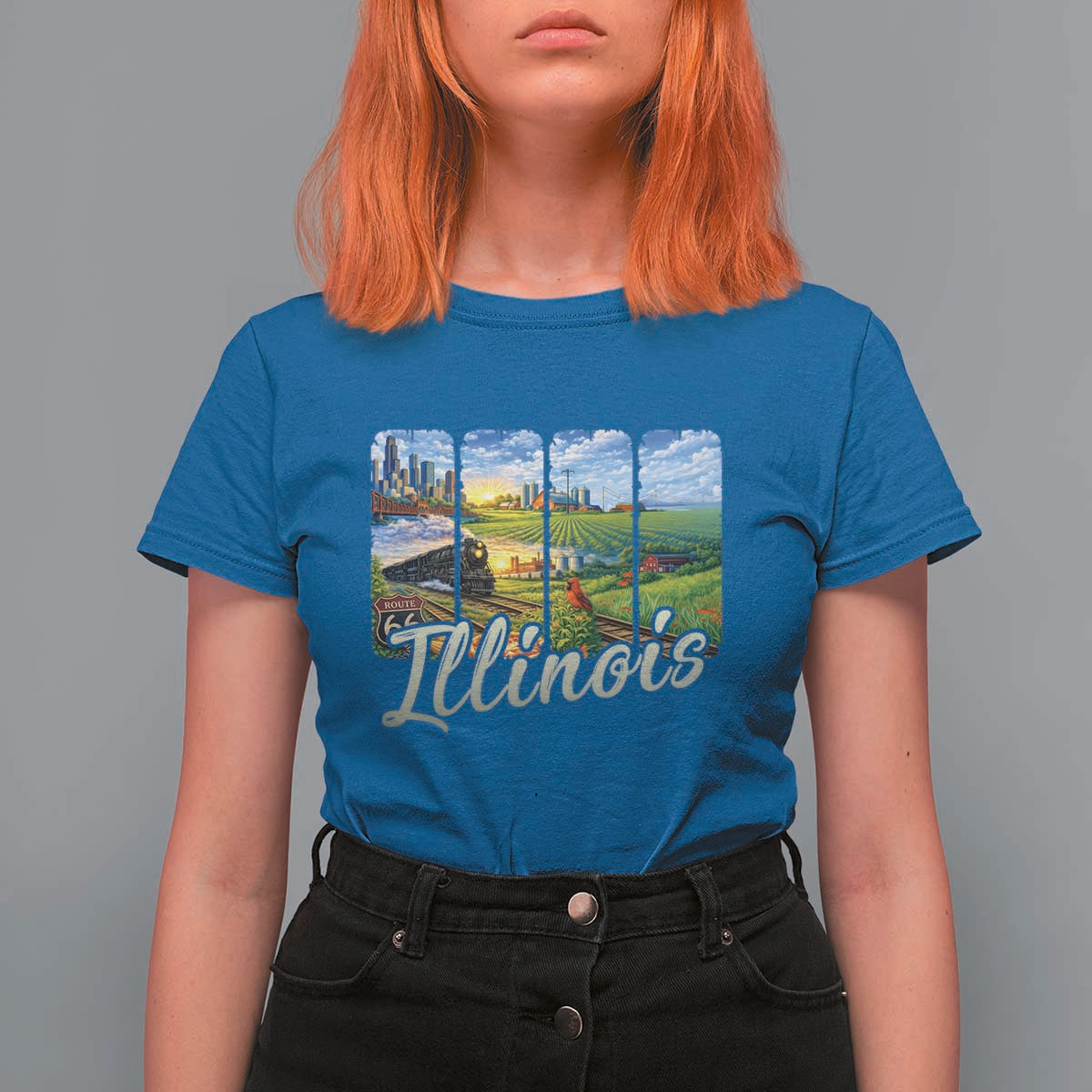 Vintage Illinois State Route Highway 66 T Shirt For Women Southwest Souvenir