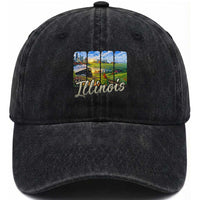 Vintage Illinois State Route Highway 66 Washed Cotton Baseball Cap Southwest Souvenir