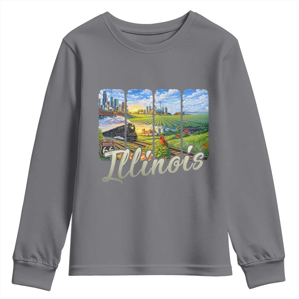 Vintage Illinois State Route Highway 66 Youth Sweatshirt Southwest Souvenir