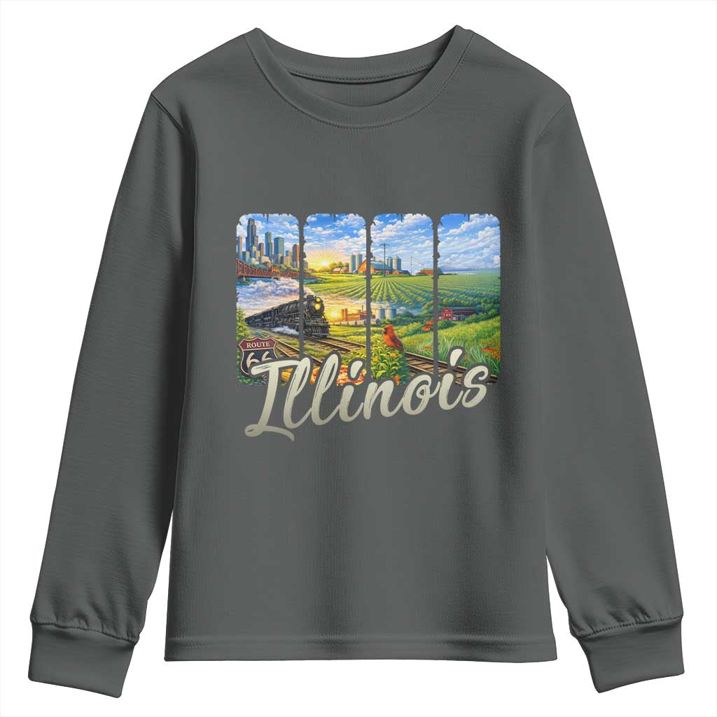 Vintage Illinois State Route Highway 66 Youth Sweatshirt Southwest Souvenir