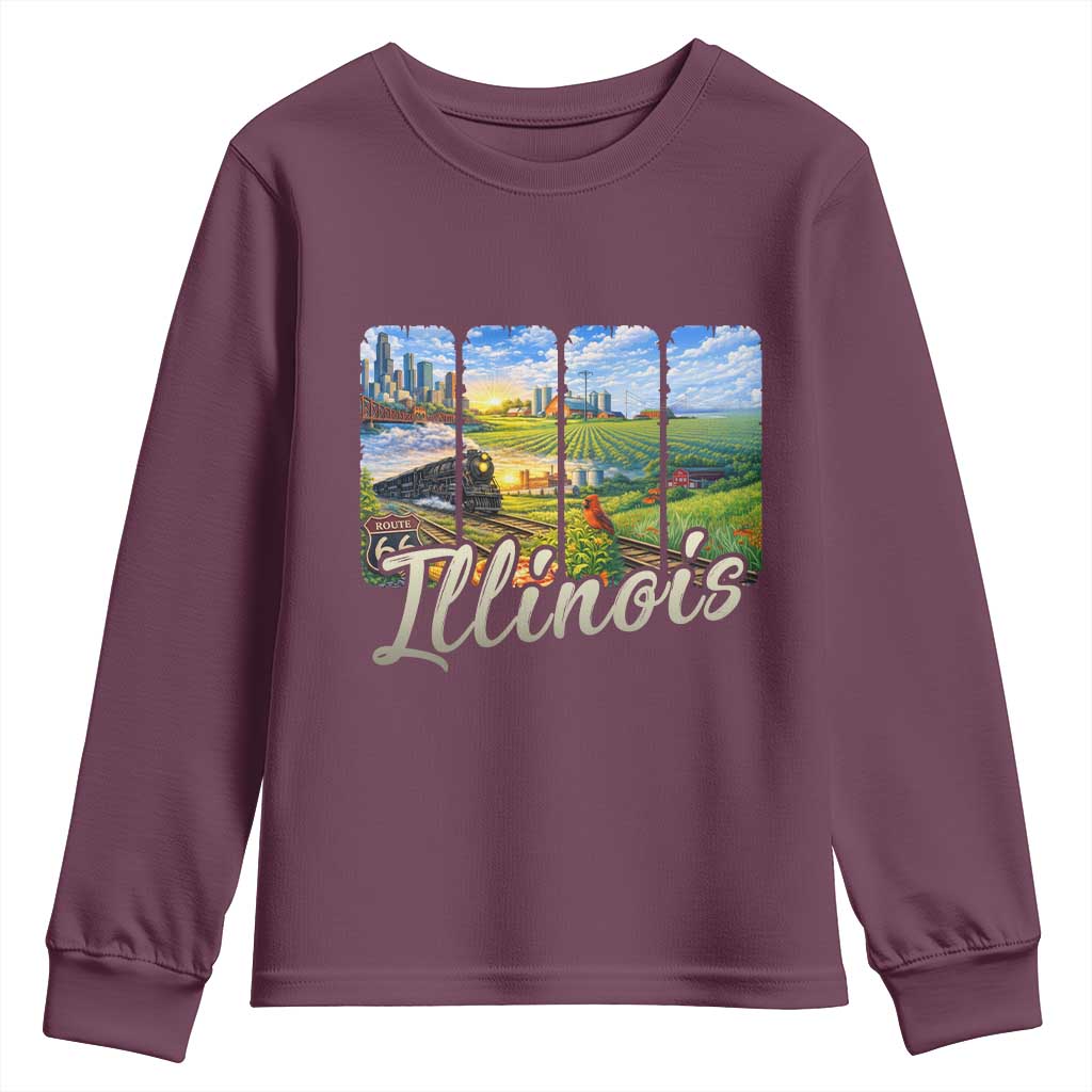 Vintage Illinois State Route Highway 66 Youth Sweatshirt Southwest Souvenir