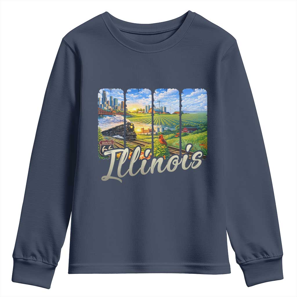 Vintage Illinois State Route Highway 66 Youth Sweatshirt Southwest Souvenir