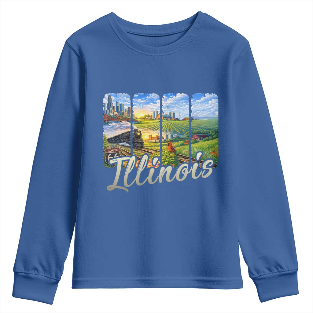 Vintage Illinois State Route Highway 66 Youth Sweatshirt Southwest Souvenir