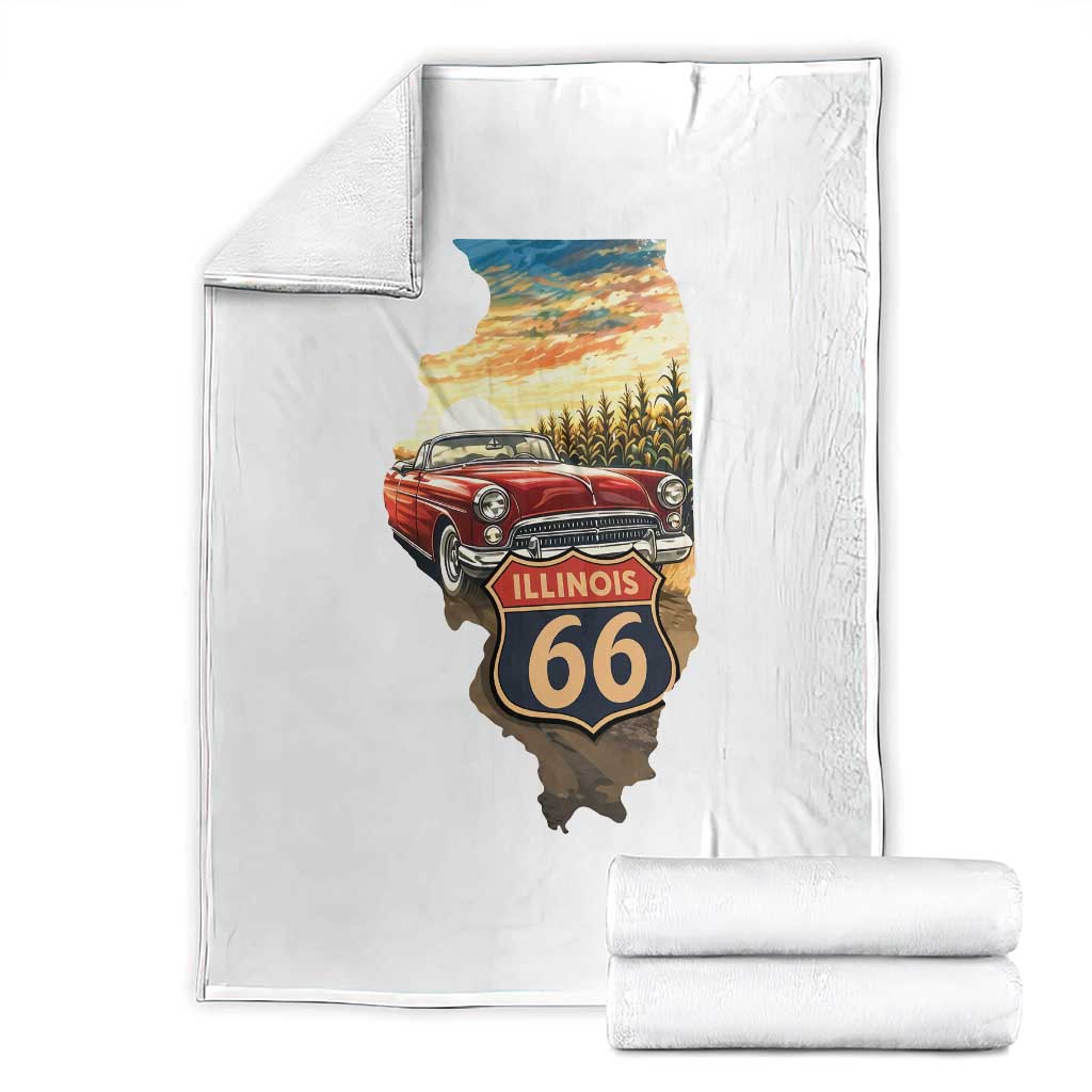 Route Highway 66 Illinois State Pride Throw Blanket Mother Road Travel Gift