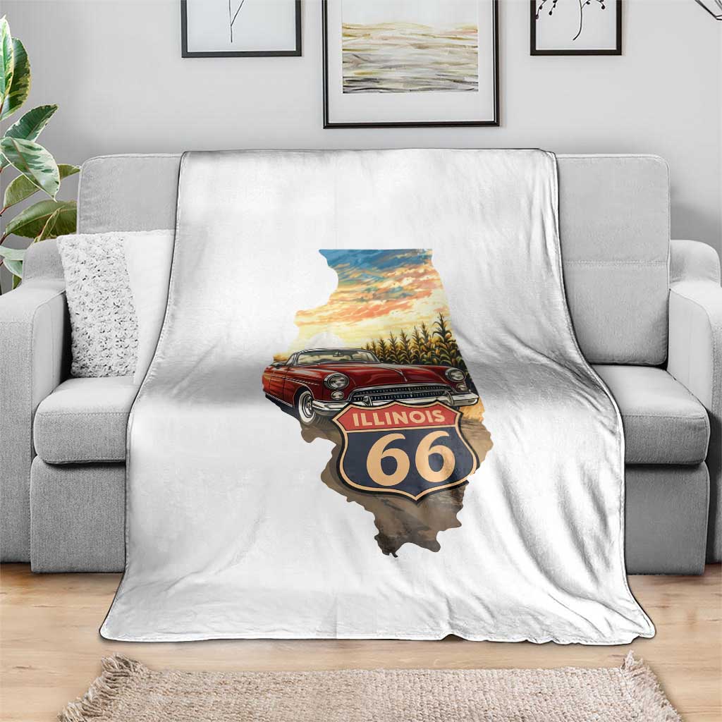 Route Highway 66 Illinois State Pride Throw Blanket Mother Road Travel Gift