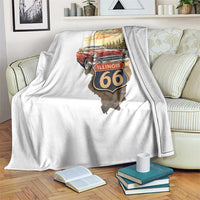 Route Highway 66 Illinois State Pride Throw Blanket Mother Road Travel Gift