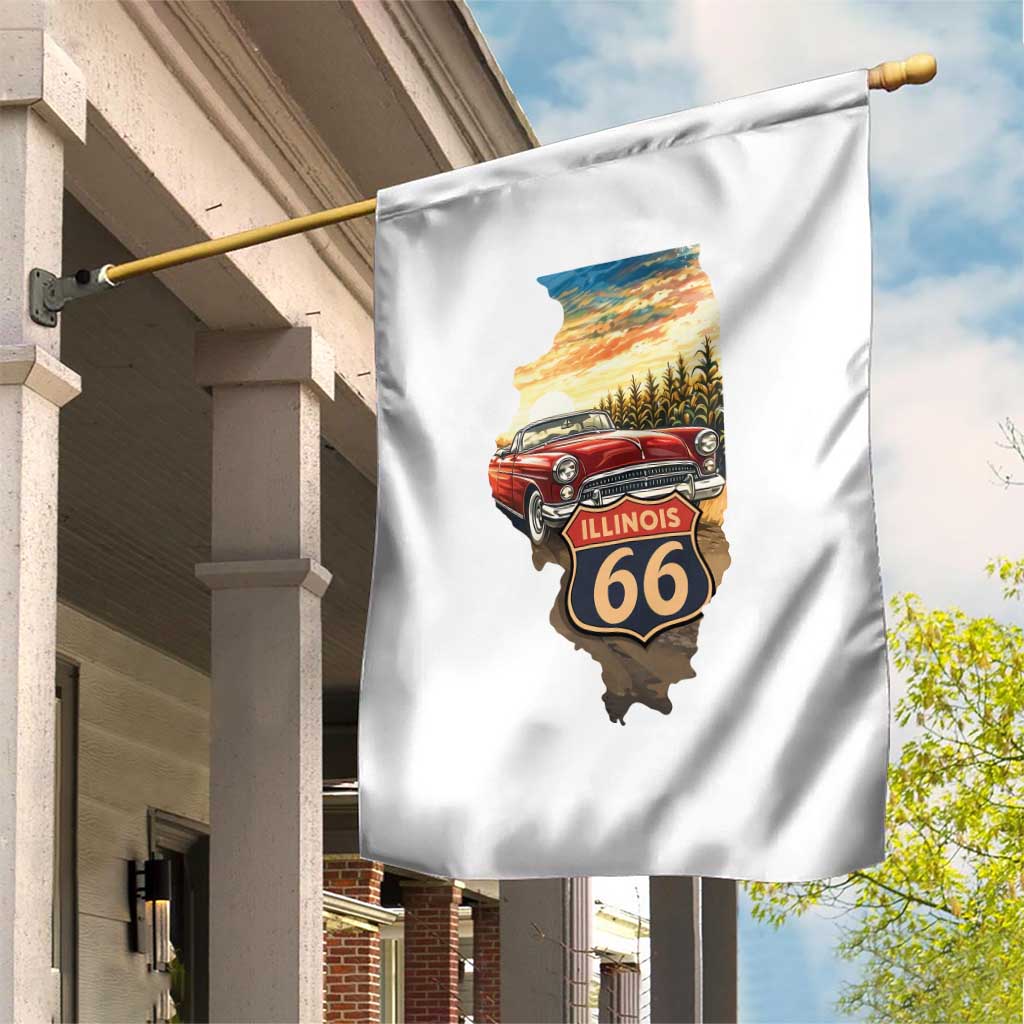 Route Highway 66 Illinois State Pride Garden Flag Mother Road Travel Gift
