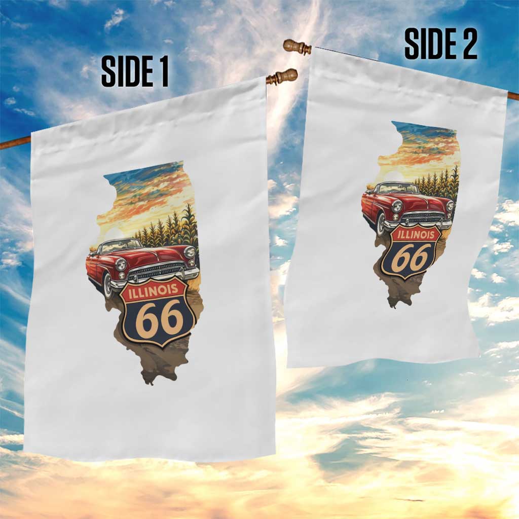 Route Highway 66 Illinois State Pride Garden Flag Mother Road Travel Gift