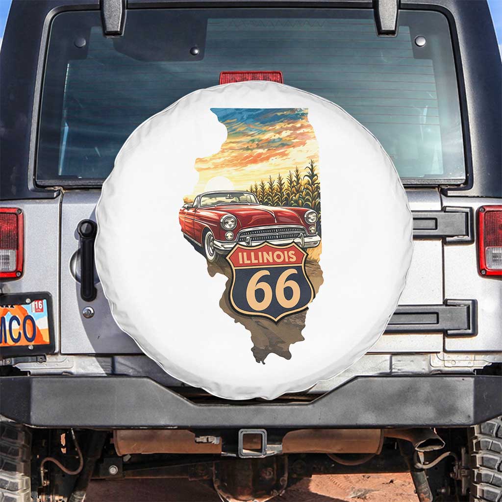Route Highway 66 Illinois State Pride Spare Tire Cover Mother Road Travel Gift