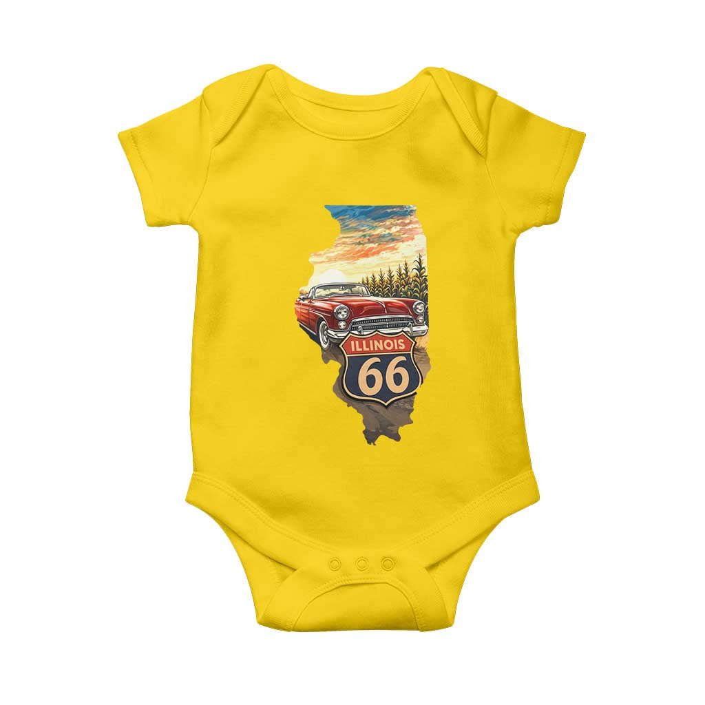 Route Highway 66 Illinois State Pride Baby Onesie Mother Road Travel Gift
