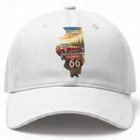 Route Highway 66 Illinois State Pride Baseball Cap Mother Road Travel Gift