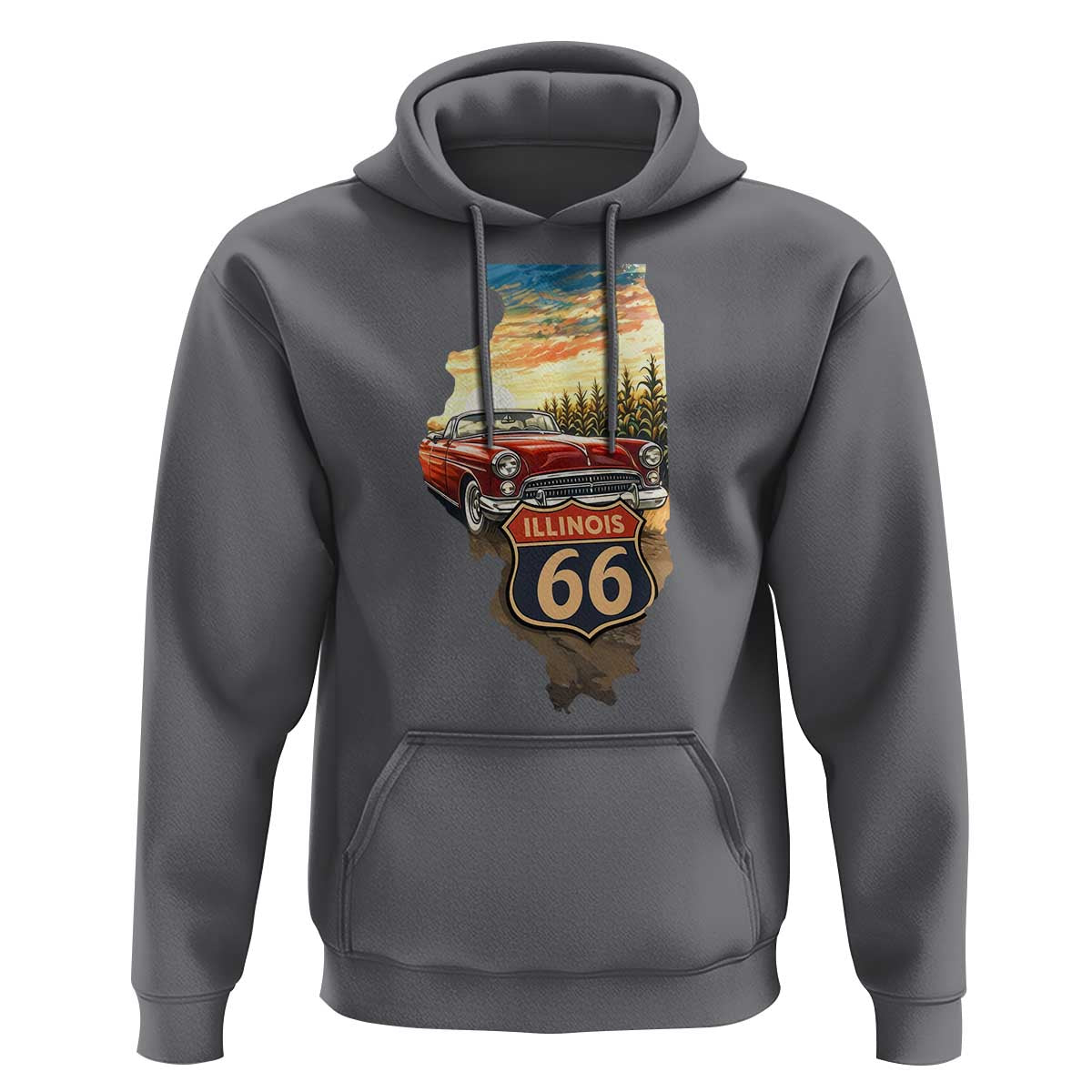 Route Highway 66 Illinois State Pride Hoodie Mother Road Travel Gift