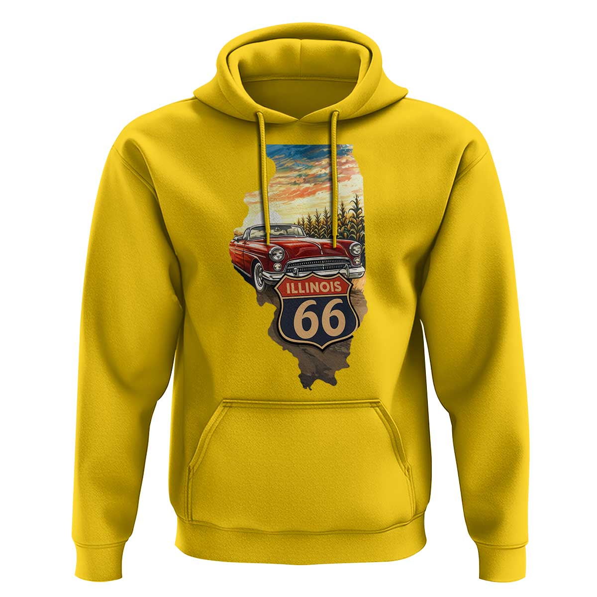 Route Highway 66 Illinois State Pride Hoodie Mother Road Travel Gift