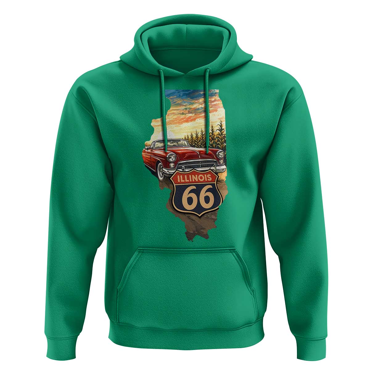 Route Highway 66 Illinois State Pride Hoodie Mother Road Travel Gift