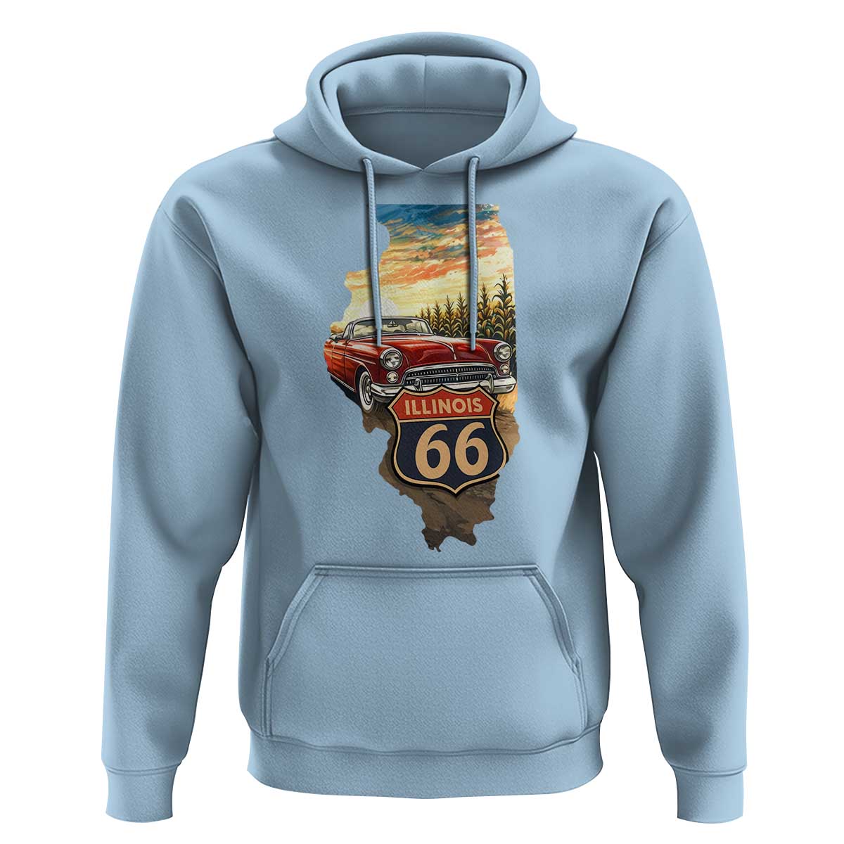 Route Highway 66 Illinois State Pride Hoodie Mother Road Travel Gift