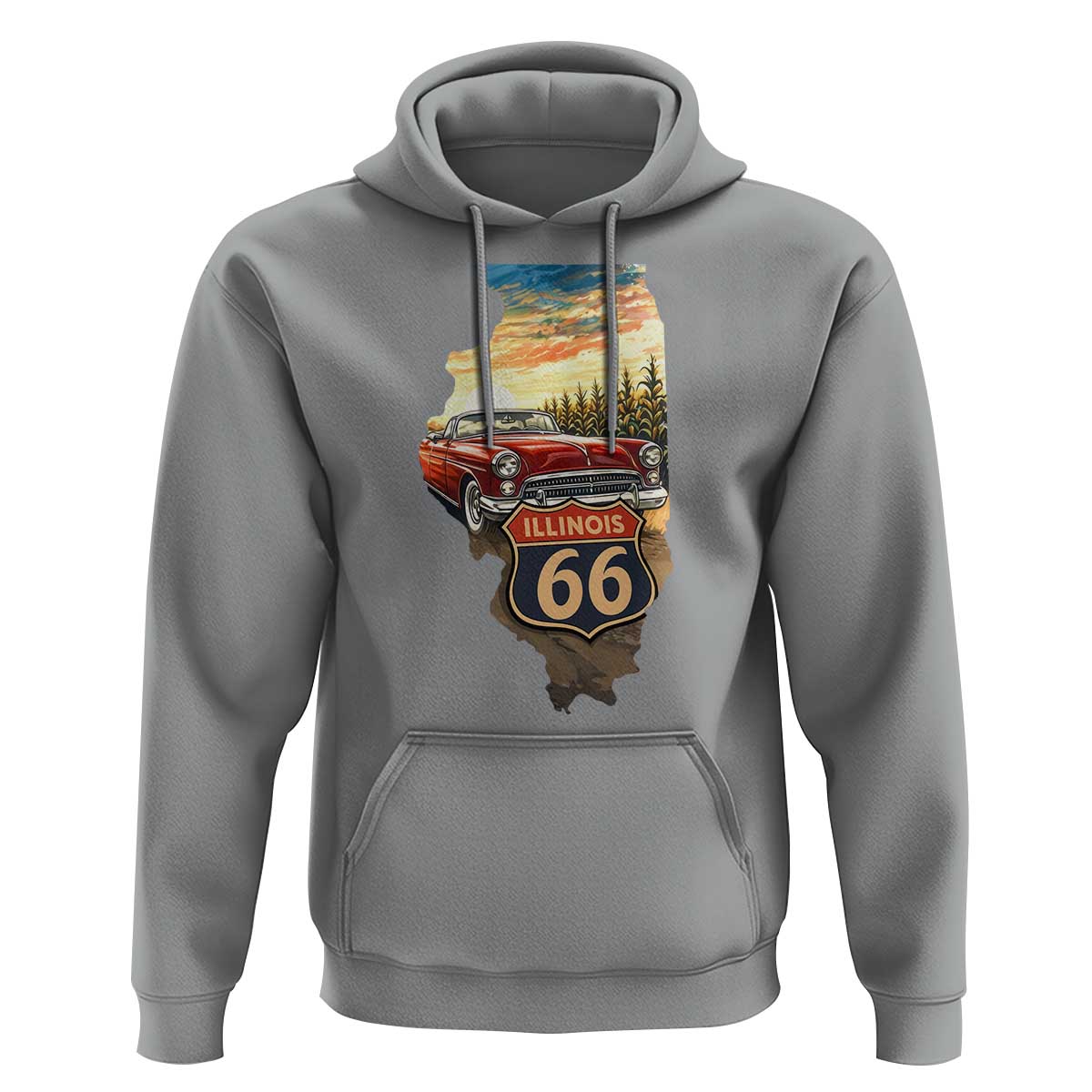 Route Highway 66 Illinois State Pride Hoodie Mother Road Travel Gift