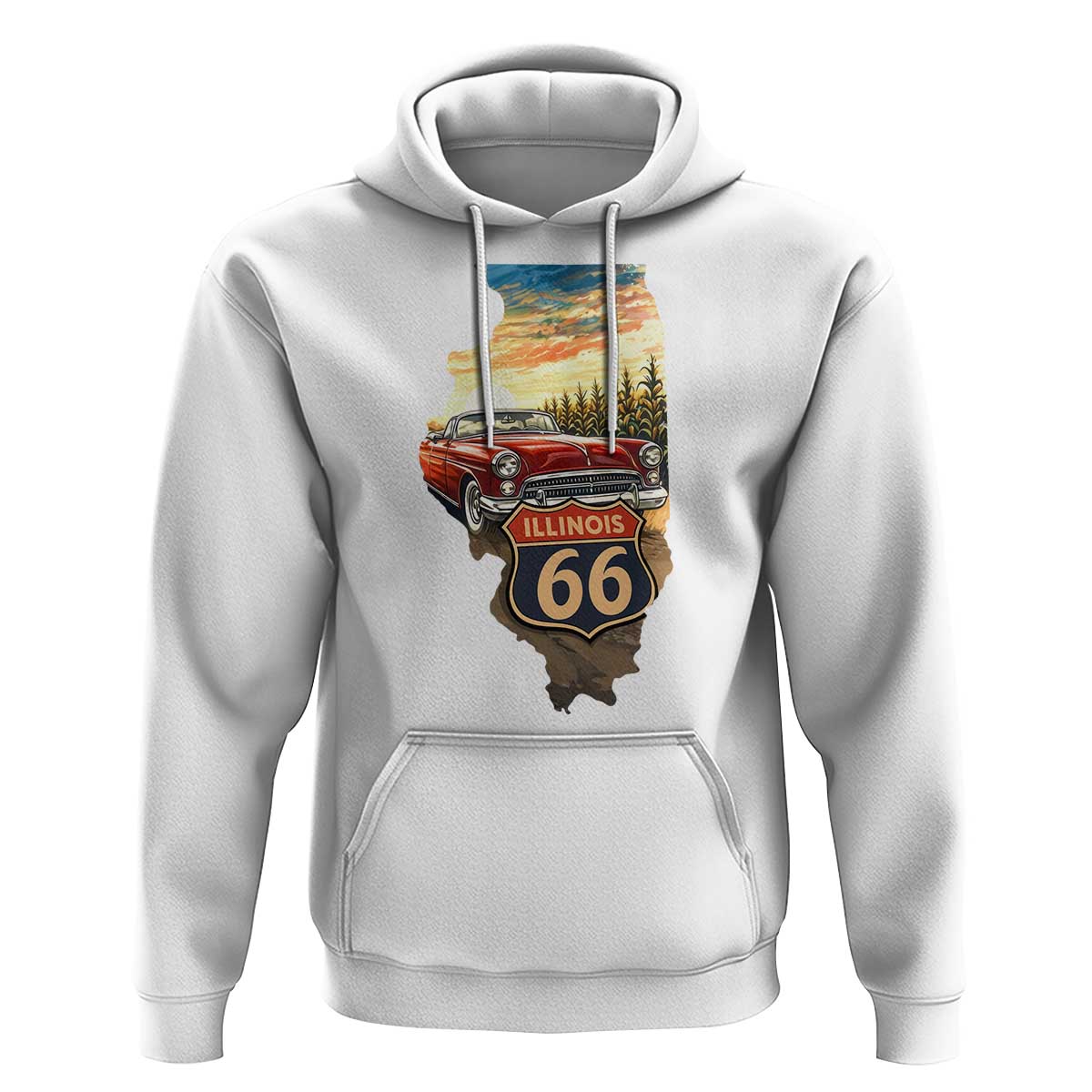 Route Highway 66 Illinois State Pride Hoodie Mother Road Travel Gift