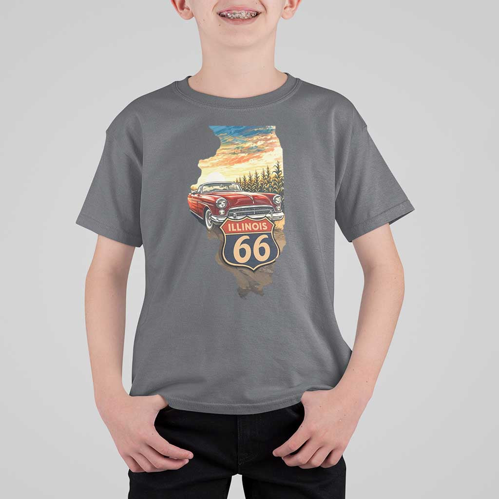 Route Highway 66 Illinois State Pride T Shirt For Kid Mother Road Travel Gift