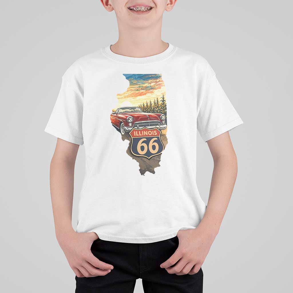Route Highway 66 Illinois State Pride T Shirt For Kid Mother Road Travel Gift