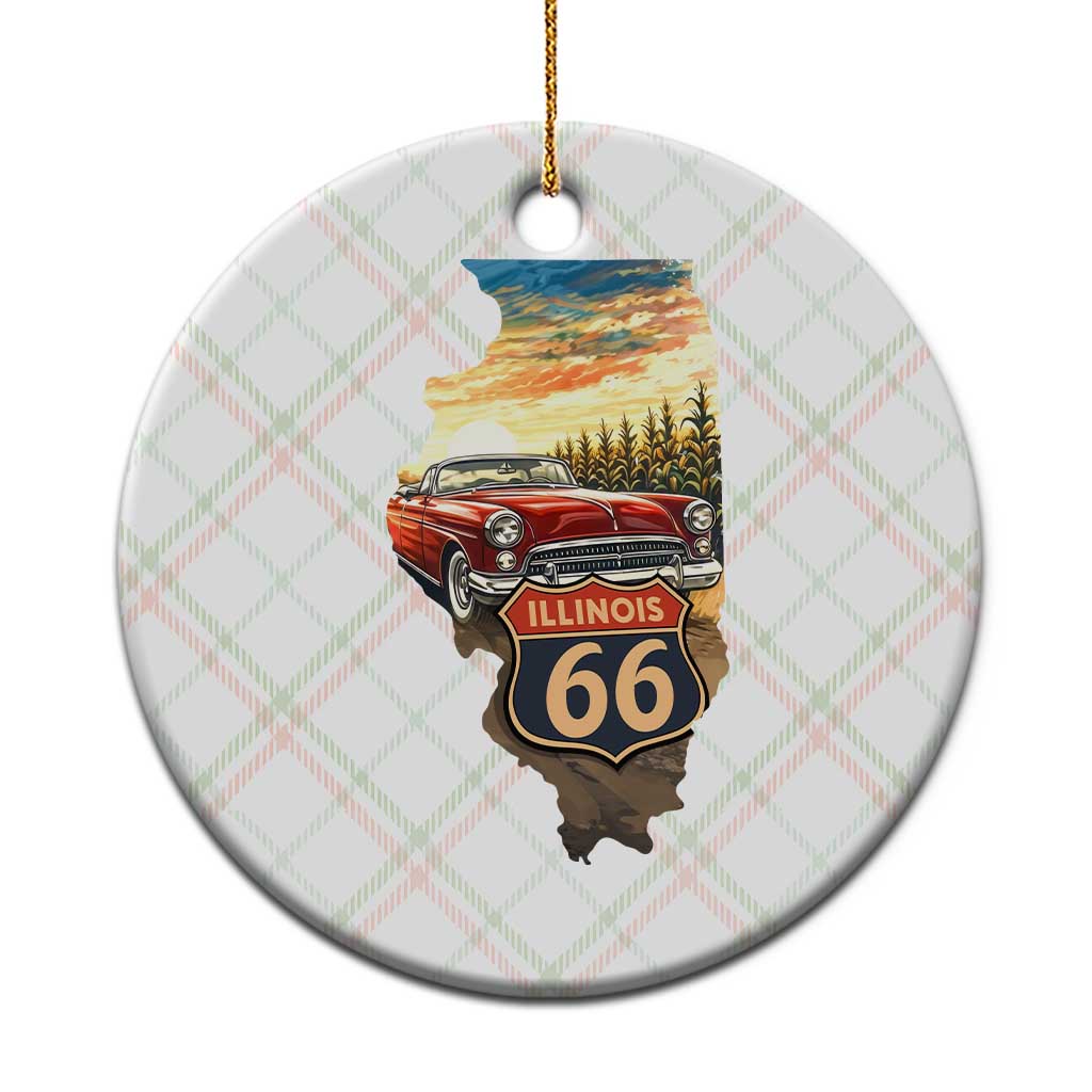 Route Highway 66 Illinois State Pride Ceramic Ornament Mother Road Travel Gift