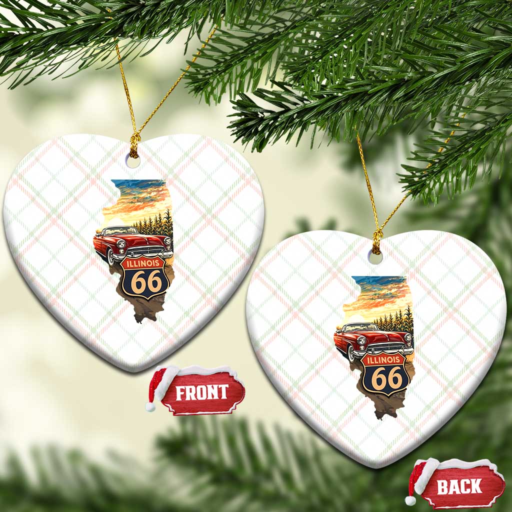 Route Highway 66 Illinois State Pride Ceramic Ornament Mother Road Travel Gift