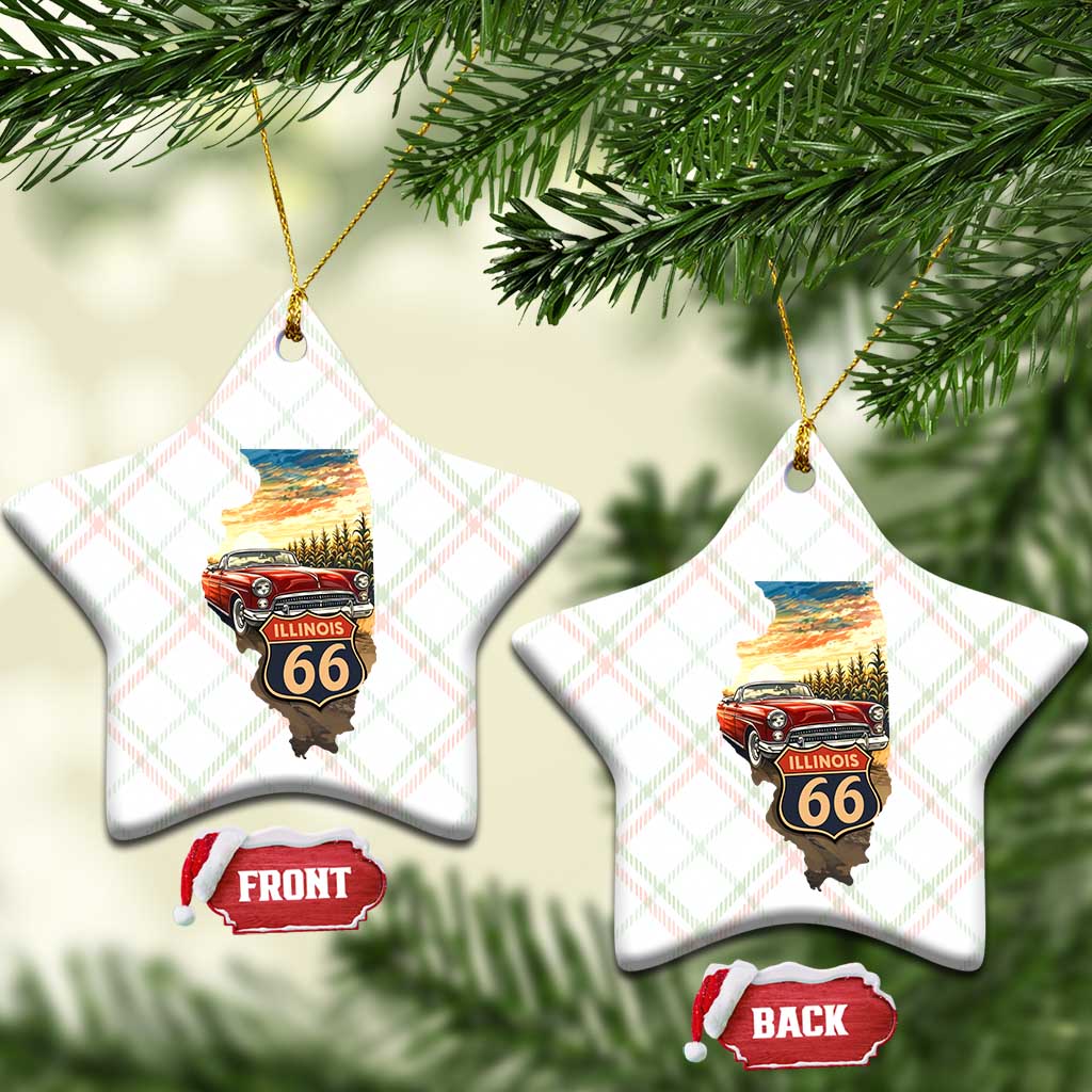 Route Highway 66 Illinois State Pride Ceramic Ornament Mother Road Travel Gift