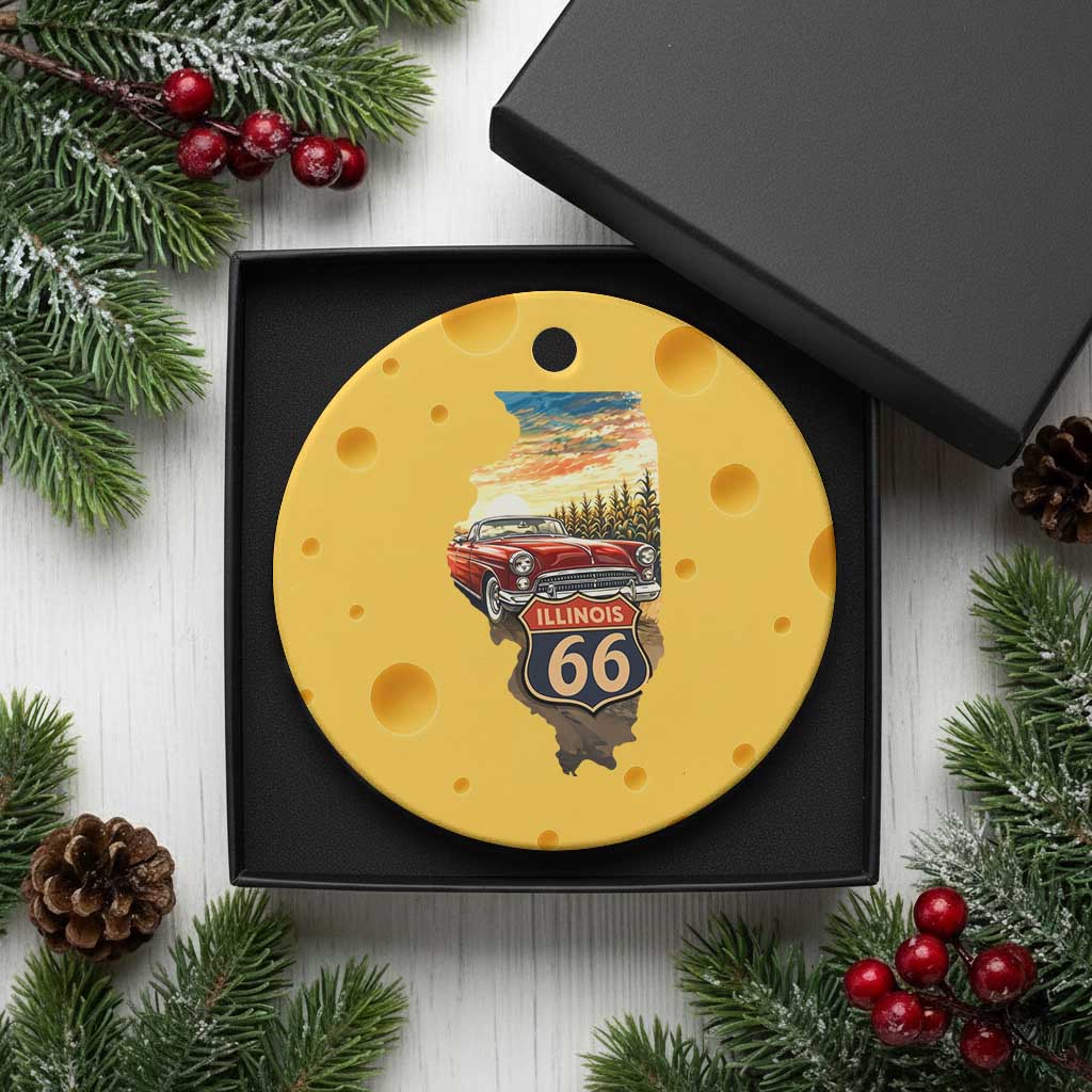 Route Highway 66 Illinois State Pride Ceramic Ornament Mother Road Travel Gift